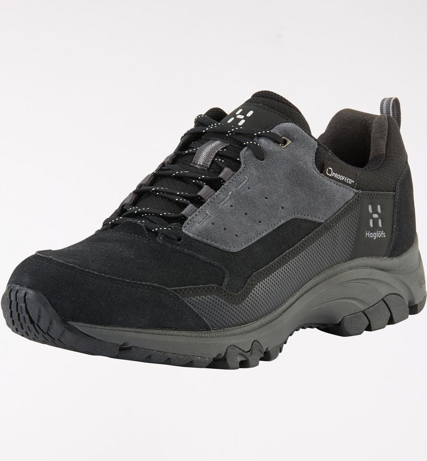 Haglöfs Skuta Low Proof Eco Hiking Shoes Black For Mens WQDUA9560 Australia